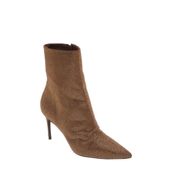 NEW Black Suede Studio Women's Brown Dahlia Embellished Pointed Boots Size 40 NW - Picture 1 of 10